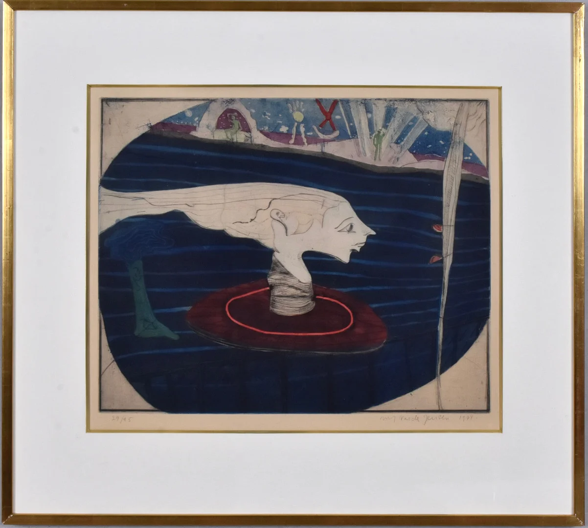 ULF VALDE JENSEN. Färgetsning. — Engravings & Prints — Halmstads Auktionskammare