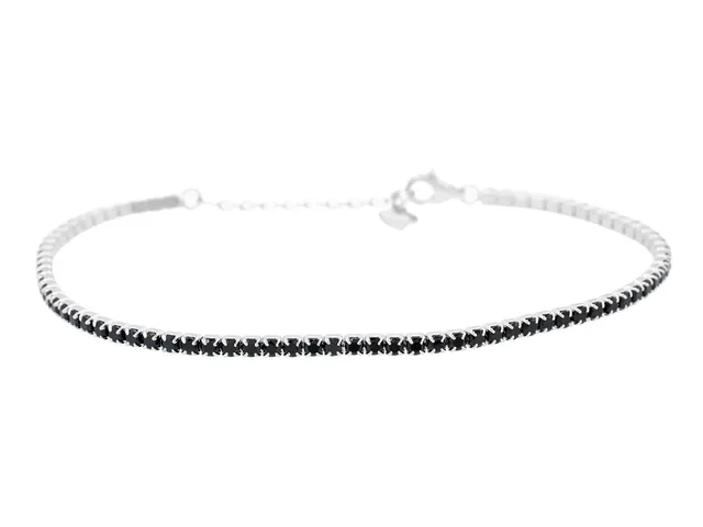 TENNISARMBAND, sterlingsilver, svarta cubic zirconia, längd 17-20,5 cm, vikt 3,4 g.