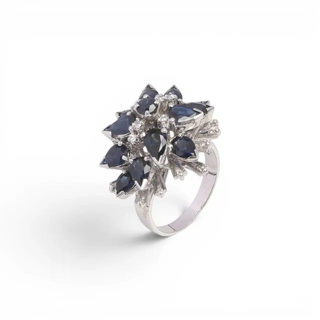 Sapphires and diamonds ring.