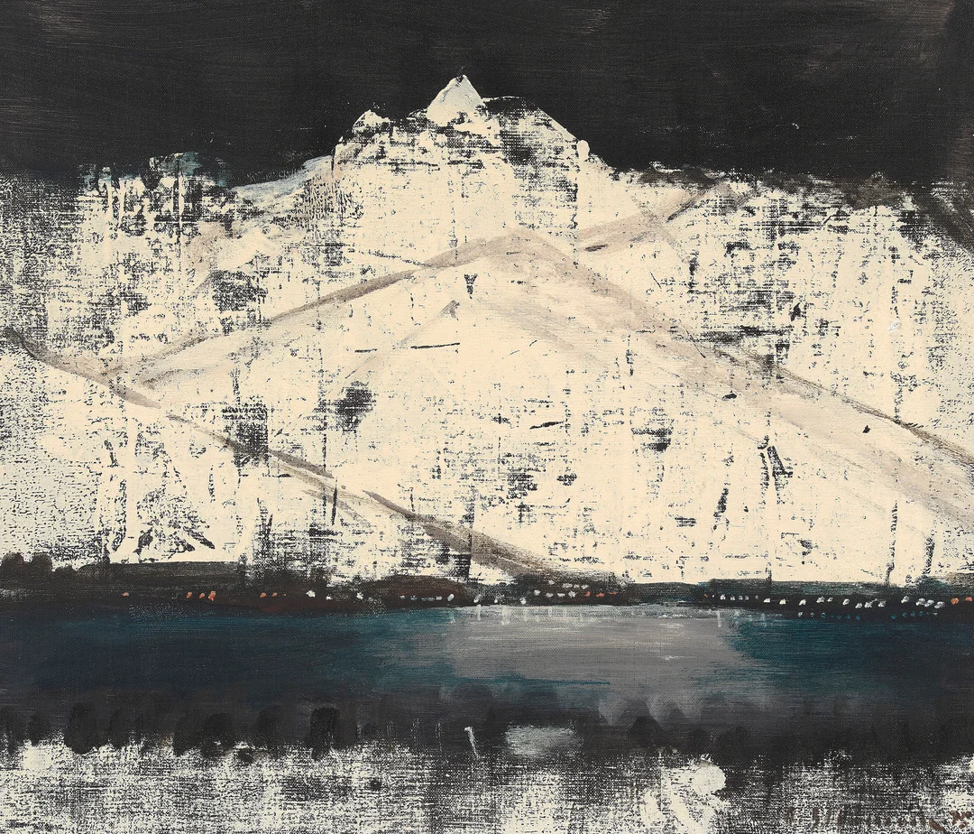 Strømme, Olav — Ørsta en vinternatt, 1975 — Kunst/Maleri — Blomqvist