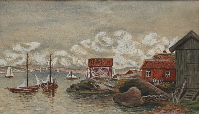 AXEL TALLBERG (1860-1928). Skärgårdslandskap, blandteknik, signerad och daterad 1889.