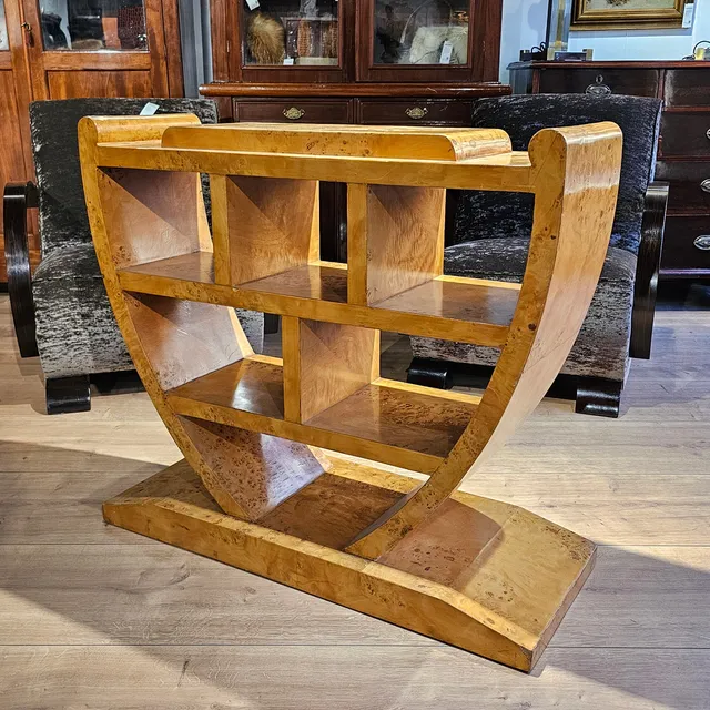 Mueble cónsola Art Decó de diseño en madera de raíz.