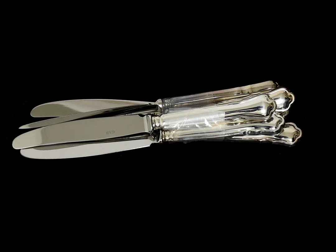 Matknivar 6 stycken s830 brv418,6g, Chippendale 20,5cm — Silver/Matsilver — Kaplans