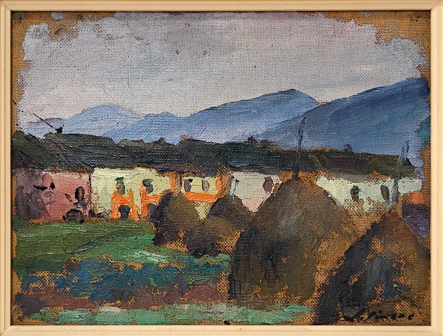 PAISAJE CON CASAS, ÓLEO SOBRE TABLEX, ANGEL GIMENO (19911-1959). — Paintings — Barcelona Auctions