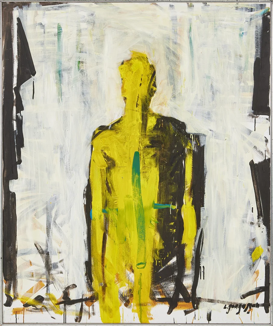 LARS JOHANSSON (född 1945): Gul man, olja på duk, signerad L Johansson. — Paintings — Stockholms Auktionsverk Magasin 5