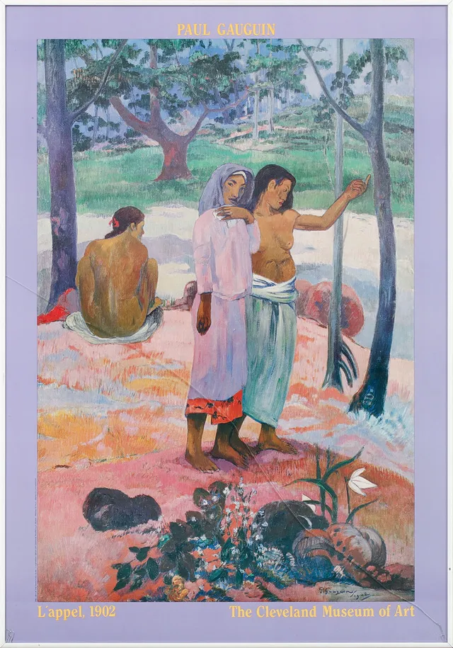 PAUL GAUGUIN. EFTER. Utställningsaffisch, "L'appel", The Cleveland Museum of Art, 1989.