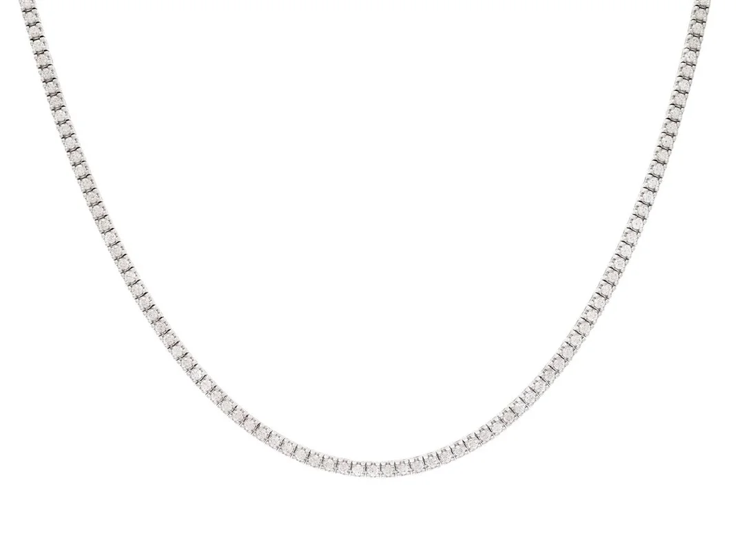 RIVIERECOLLIER, 18K vitguld, 194 briljantslipade diamanter ca 3,56 ctv, ca TW-TC/VVS-VS, längd 42 cm, vikt 21,6 g. — Smycken/Collier — Kaplans