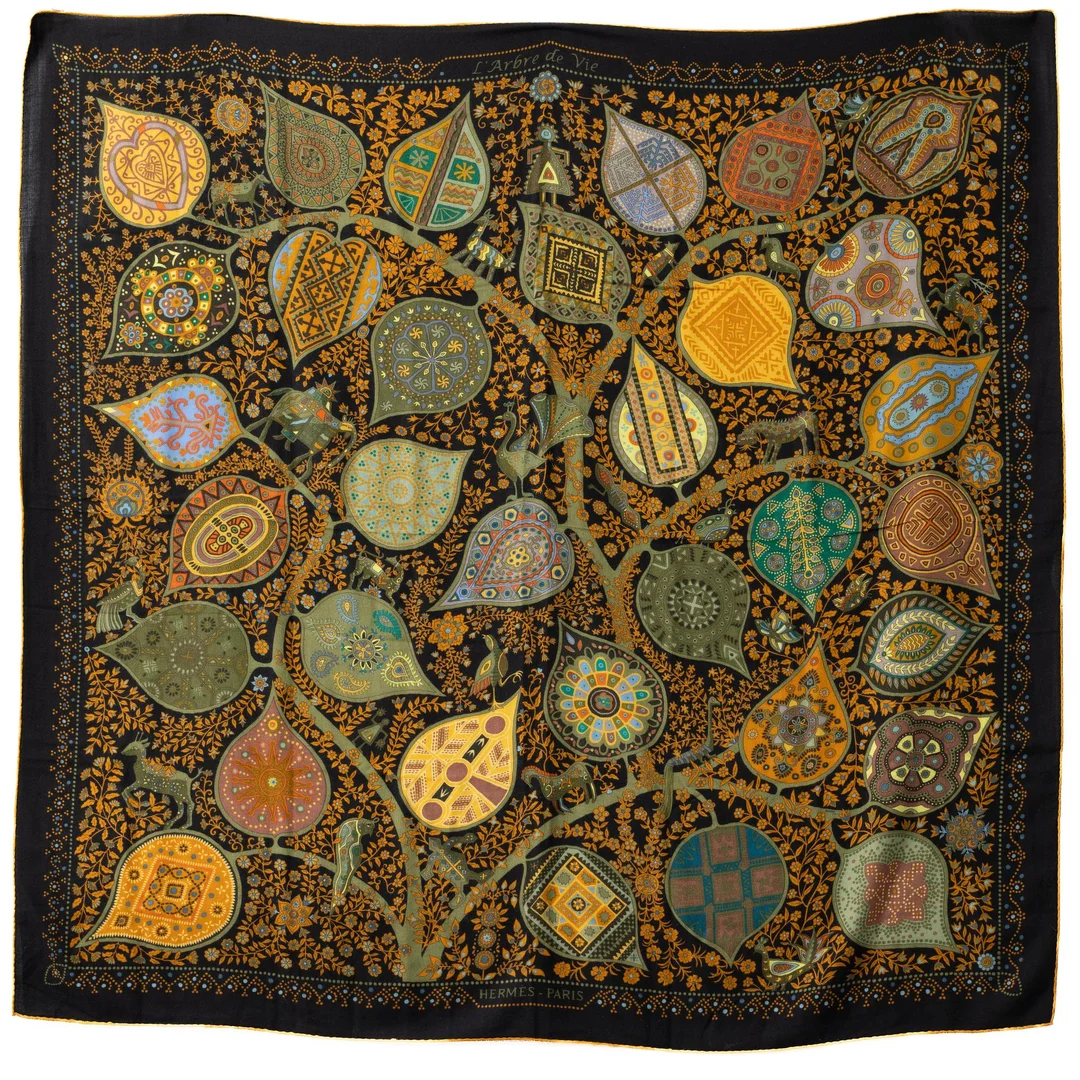 Hermès, Sjal/scarf, "L'Arbre de Vie". — Vintage & Fashion/Accessoarer — Bukowskis