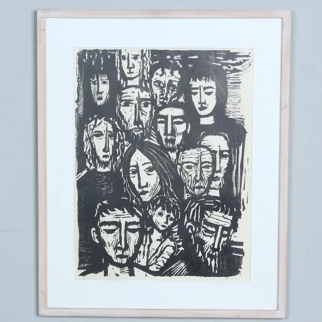 WILLI DIRX (1917-2002). Holzschnitt, '' Matthäus 11, 28 - 30 ''.