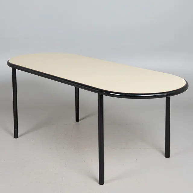 MULLER VAN SEVEREN. valerie_objects, Tisch / Esstisch, Modell 'Oval Wooden Table', Stahl, Birke, 2020, Belgien.