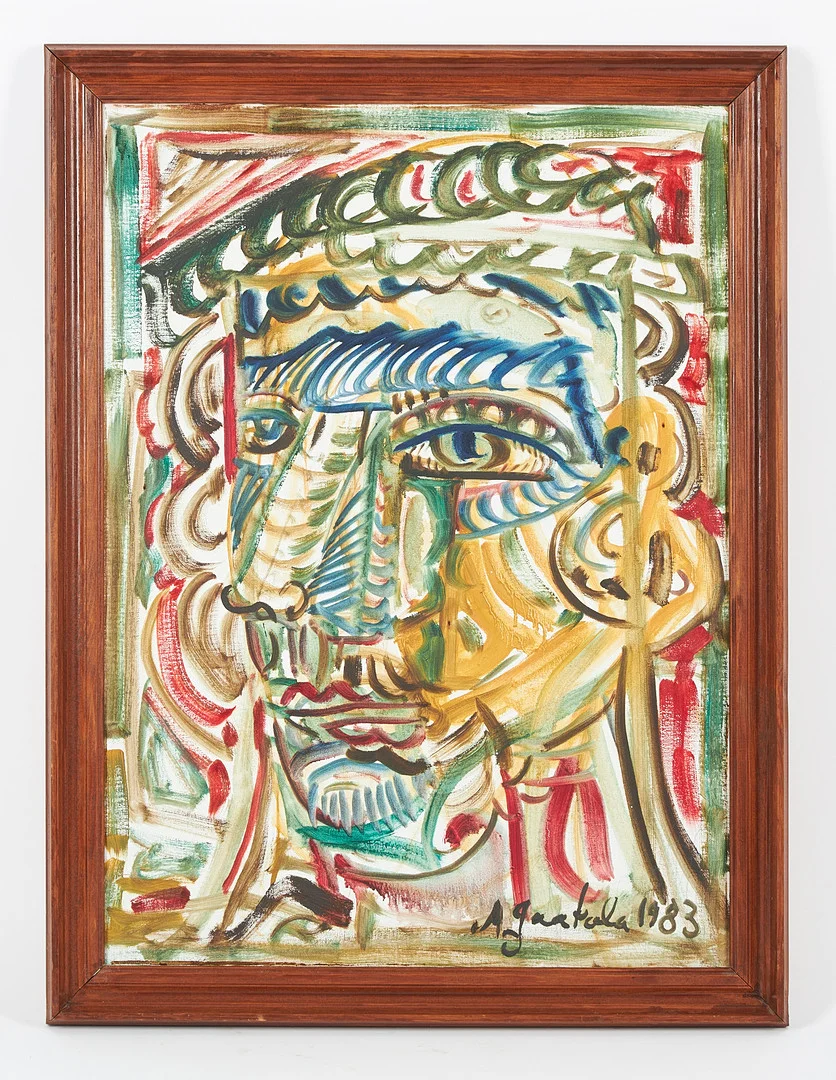 ALPO JAAKOLA. "Kapasitet Identitet", signerad samt daterad 1983, olja på duk. — Paintings — Stockholms Auktionsverk Helsinki