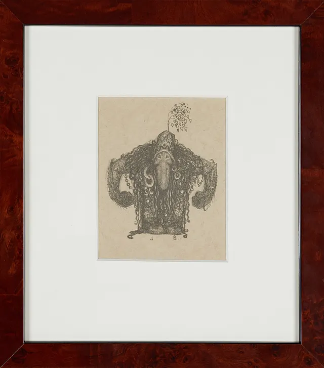 JOHN BAUER. Litografiskt tryck, sannolikt från omslagsmappen till mappen "Troll. Tio originallitografier av John Bauer".