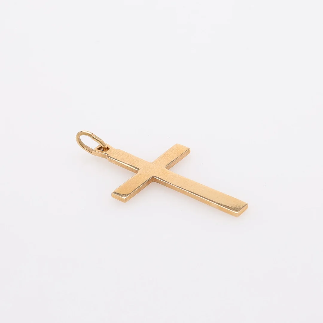 HÄNGE I FORM AV KORS, 18K GULD, VIKT CA 3,3 GRAM. — Brooches & Pendants — Crafoord Auktioner Lund