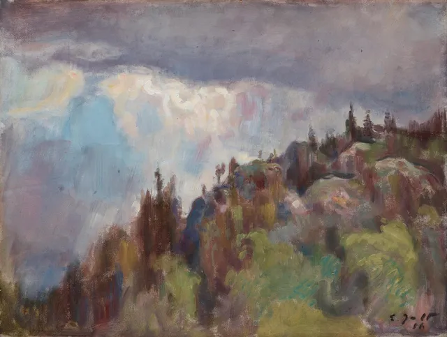 Eero Järnefelt, Bergigt landskap med skog.