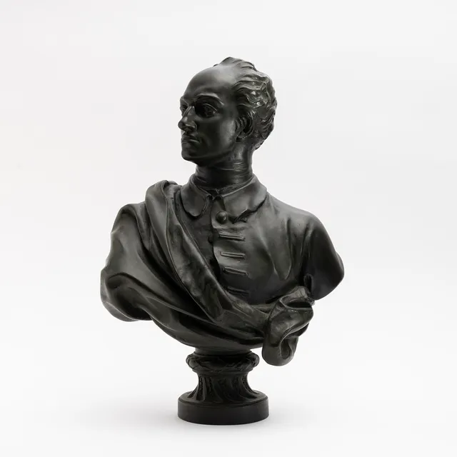 JACQUES PHILIPPE BOUCHARDON, efter, Karl XII, bronsbyst, gjutarstämpel Otto Meyers Efterträdare.