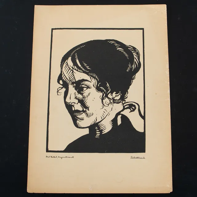 AXEL WALLERT. Träsnitt, "Porträtthuvud".