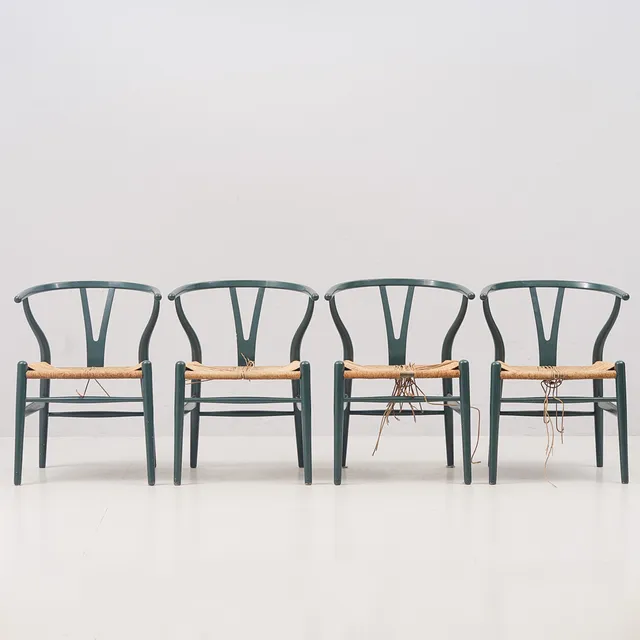 HANS J WEGNER. Stolar 4 st, CH 24 "Y-Stolen" Carl Hansen & Son, Danmark 1960-tal.