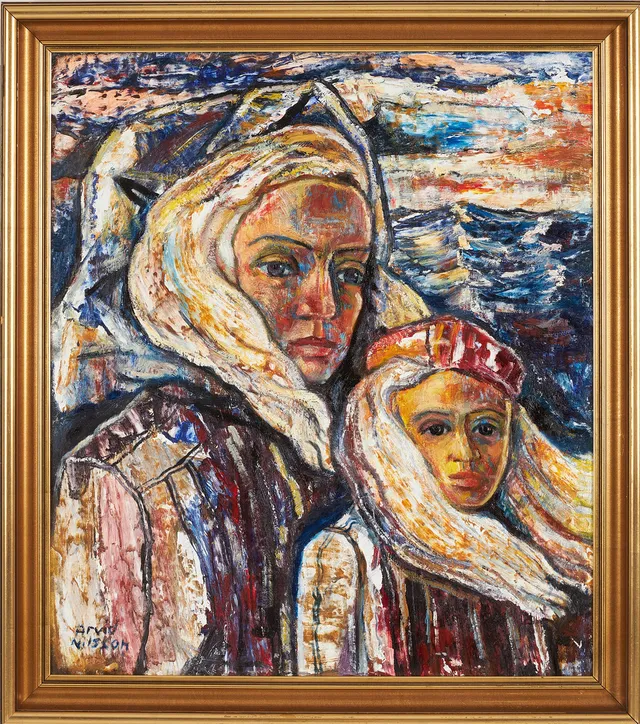 ARVID NILSSON. Figurkomposition, olja på duk, signerad.