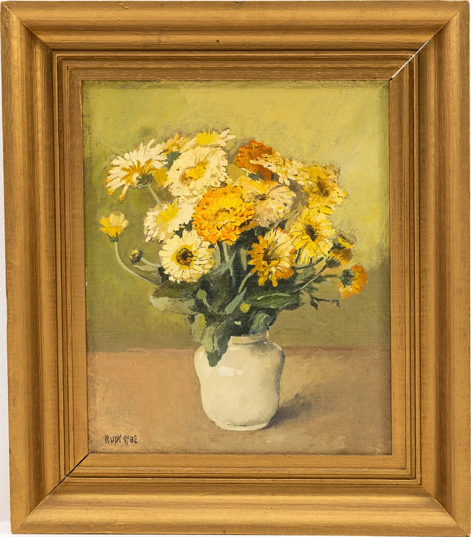 OIDENTIFIERAD KONSTNÄR. Olja på duk, blomsterstilleben, signerad. — Paintings — Karljohan Auktioner