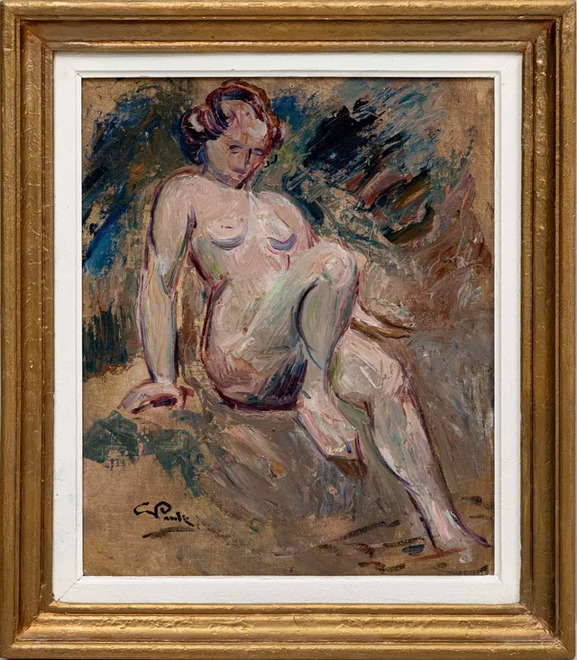 GEORG PAULI. Nakenstudie, olja på pannå, signerad.