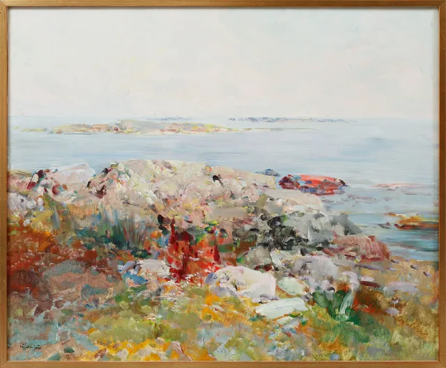 HUGO ÖFVERSTRÖM. Kustmotiv, olja på duk, signerad.