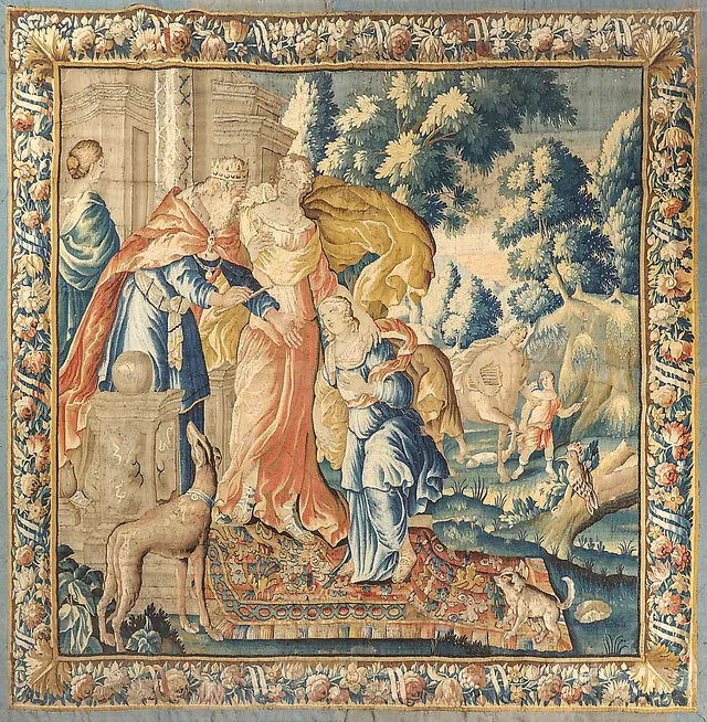 "Mythological scene about the education of Achilles", French tapestry in Aubusson wool, late 17th Century-first half of the 18th Century.