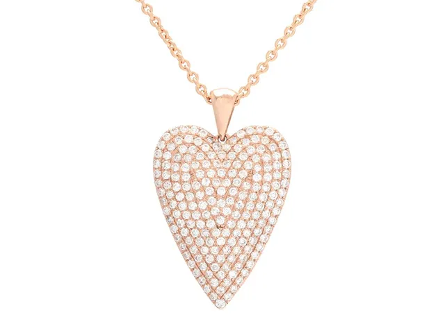 HÄNGE MED KEDJA, 18K roséguld, briljantslipade diamanter 1,06 ctv, ca TW-TCa/VS-P, hjärta, längd 41-43 cm, vikt 8 g.
