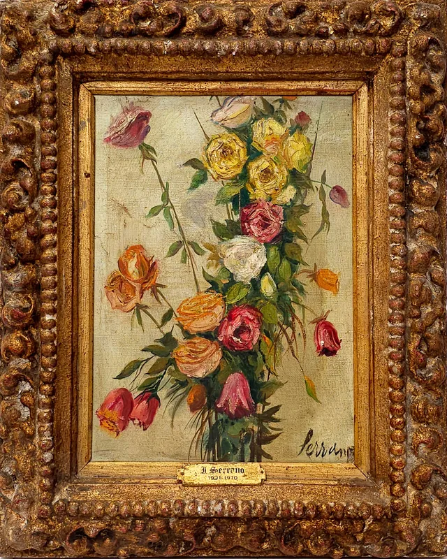 JOSEP MIQUEL SERRANO. BODEGÓN DE FLORES. ÓLEO SOBRE LIENZO.