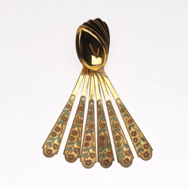 TESKEDAR, 6 st, förgyllt silver, Ryssland, 1900-tal.