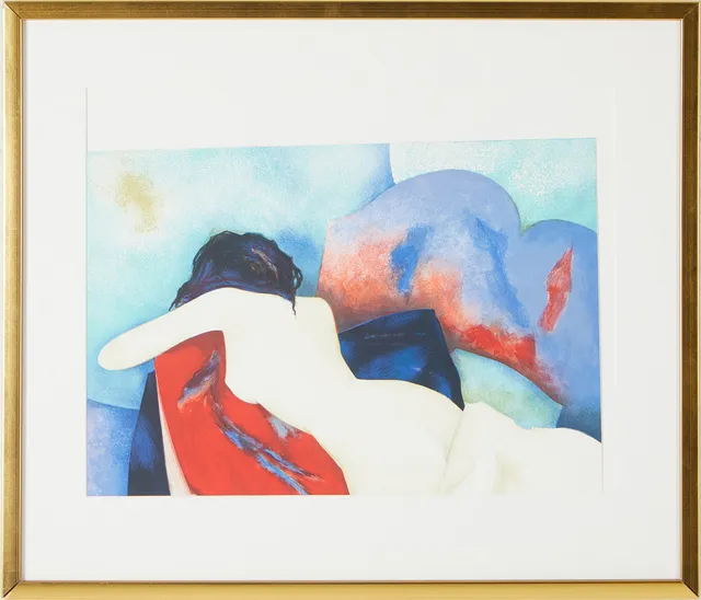 CLAUDE GAVEAU. "Le drap blanc", litografi, signerad.