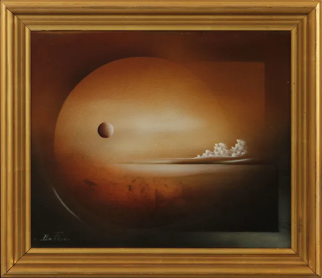 BO ÖRN. Surrealistisk bild, olja på duk, signerad.