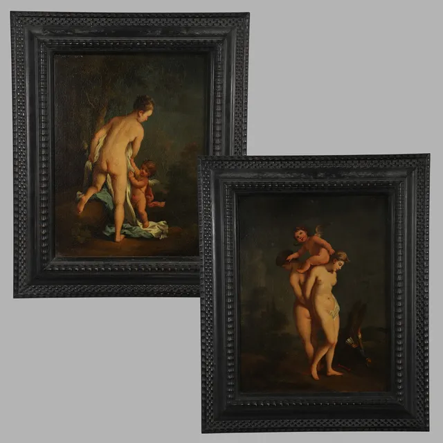 FOLLOWER OF JACOPO AMIGONI (1682 - 1752). VENUS WITH CUPID, A PAIR.