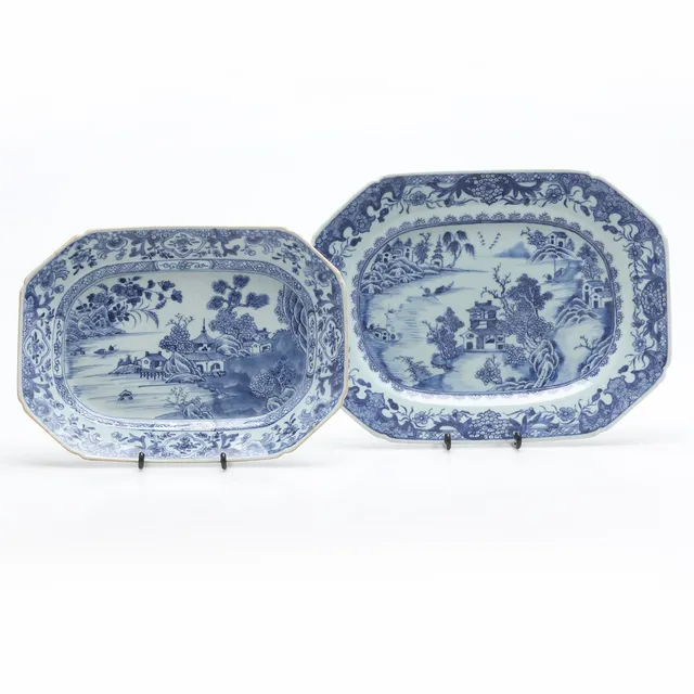 STEKFAT, porslin, 2 st, Kina, Qinalong (1736-1795).