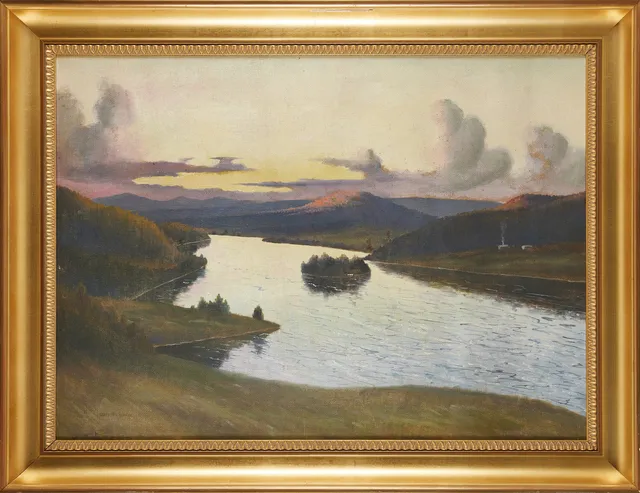 OSCAR LYCKE. Älvlandskap, olja på duk, signerad.