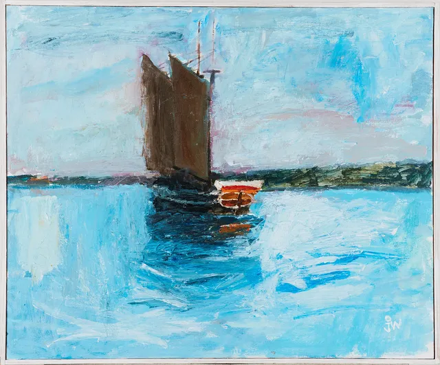 JAN WIBERG (FÖDD 1944). Segelskuta, olja på duk, monogramsignerad.