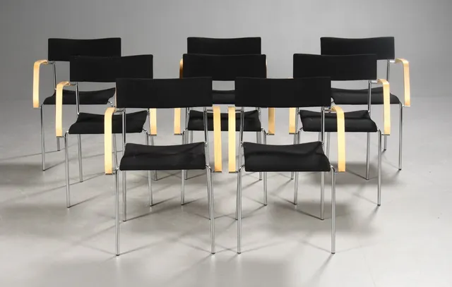 Peter Hiort-Lorenzen og Johannes Foersom for Lammhults. Otte armstole model Campus, sort (8)
