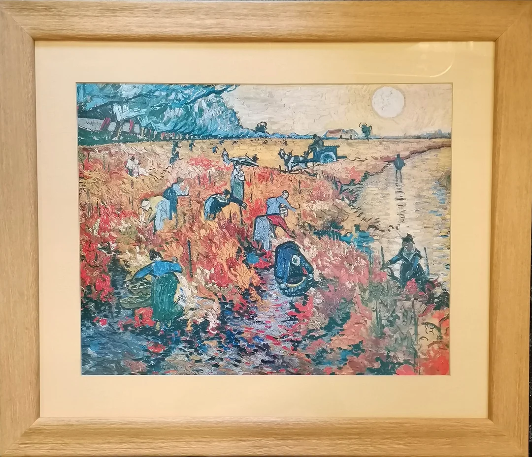*LES VIGNES ROUGES D'ARLES AFTER VINCENT VAN GOGH - FRAMED PRINT. — Engravings & Prints — Acreman St Auctioneers & Valuers