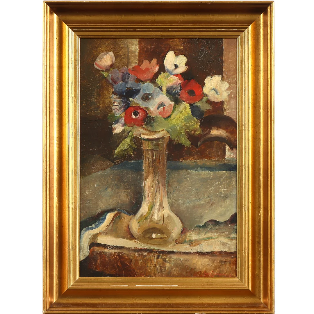 Ludvig Jacobsen. Flower arrangement. Oil on plate. (cd) — Paintings and sculptures/Older pictorial arts — Lauritz