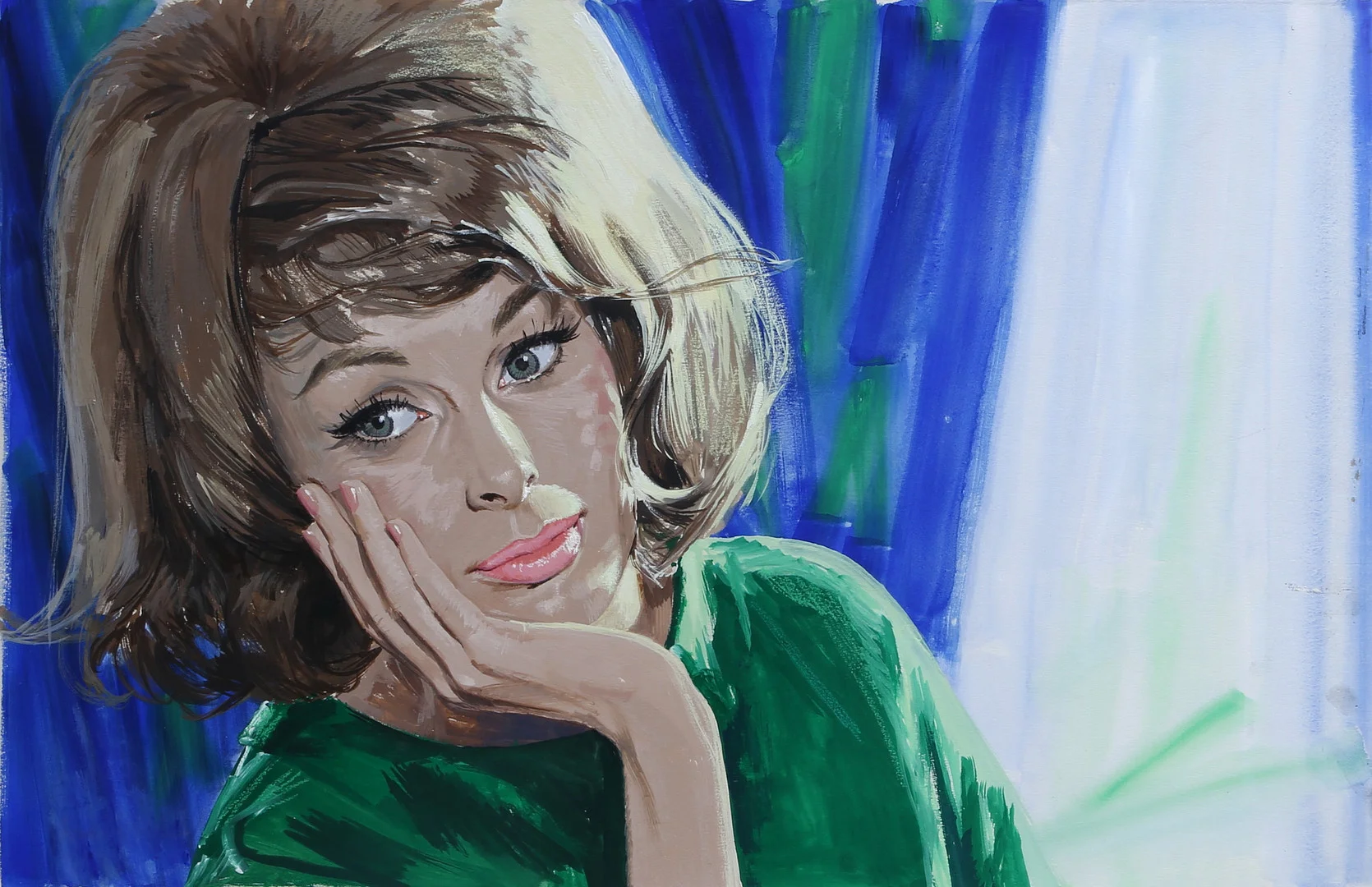 GERD MILLER. Blandteknik på papp, "Baka,baka, kaka", signerad á tergo, 1960-tal. — Paintings — Auktionshuset Kolonn