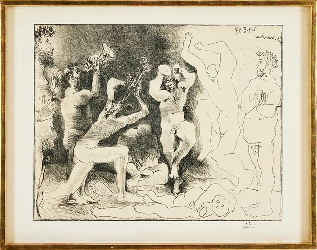 PABLO PICASSO. "La Danse des Faunes", litografi 1957, 41 x 52,8 cm.