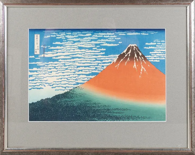 KATSUSHIKA HOKUSAI. EFTER. Träsnitt, "Red Fuji", 1900-tal.