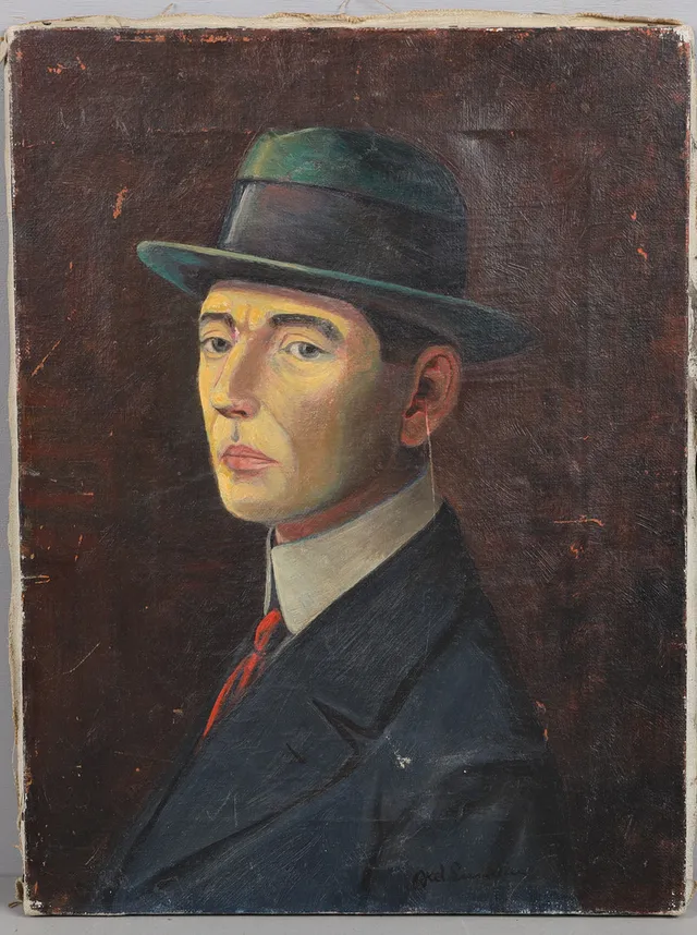 AXEL LUNDIN (1877-1960). Självporträtt, olja på duk.