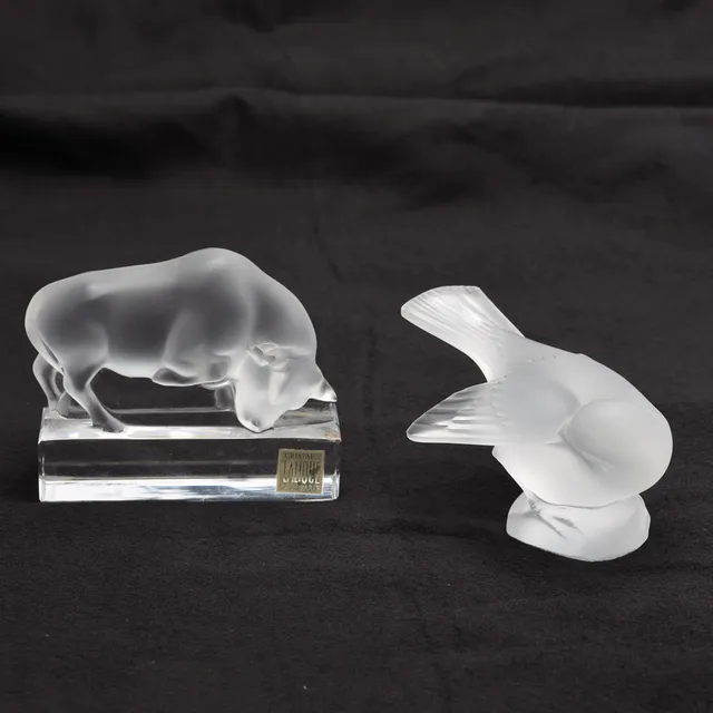 FIGURINER, 2 stycken, Lalique, signerade, Frankrike.