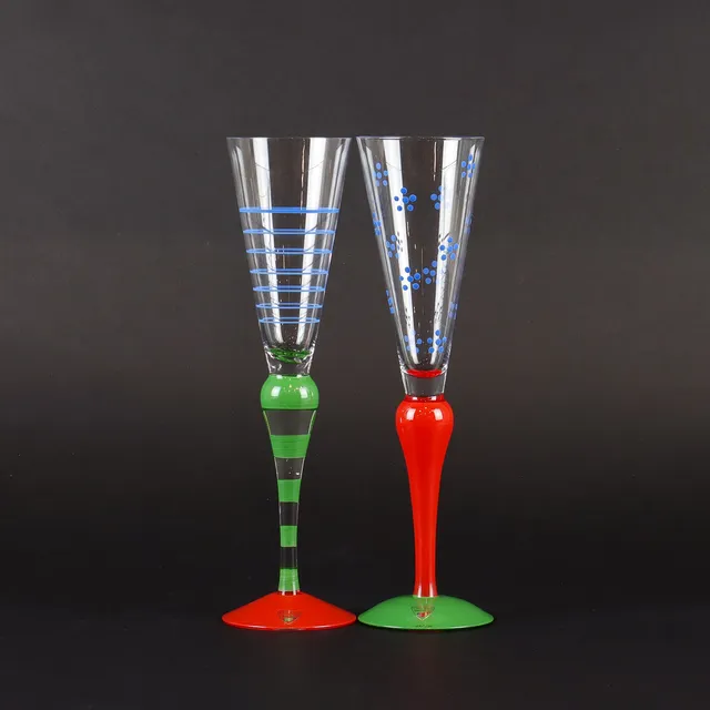 ANNE NILSSON. Clownglas, 2 st, champagneglas.