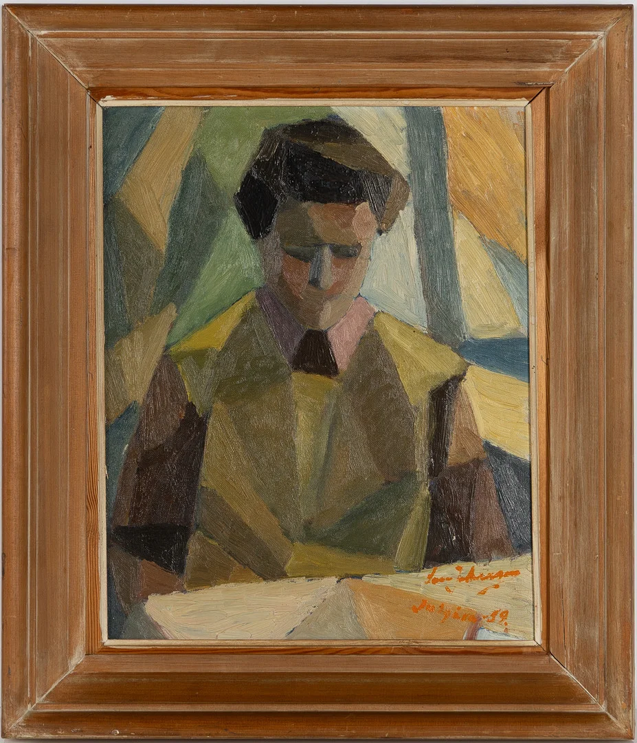 SVEN JOHANSSON. Porträtt, Kvinnogestalt, Olja på duk uppfodrad på pannå, signerad samt daterad -59. — Paintings — Stockholms Auktionsverk Helsingborg