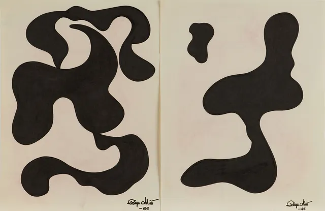 BIRGER ALSIÖ (1941-2021). "Flamformation II" och "Flamformation III", signerade och daterade -66, tusch (2).