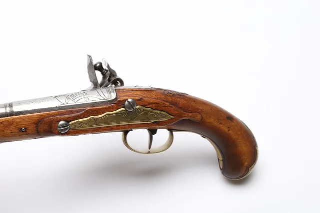 FLINTLÅSPISTOL, svensk, signerad ISS, Israel Sjöström, Jönköping 1718-1798.