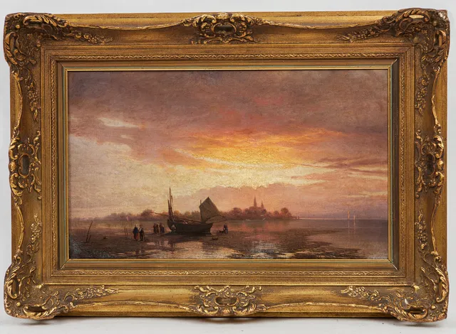 FELIX POSSART. Gemälde, Abend am Ufer.