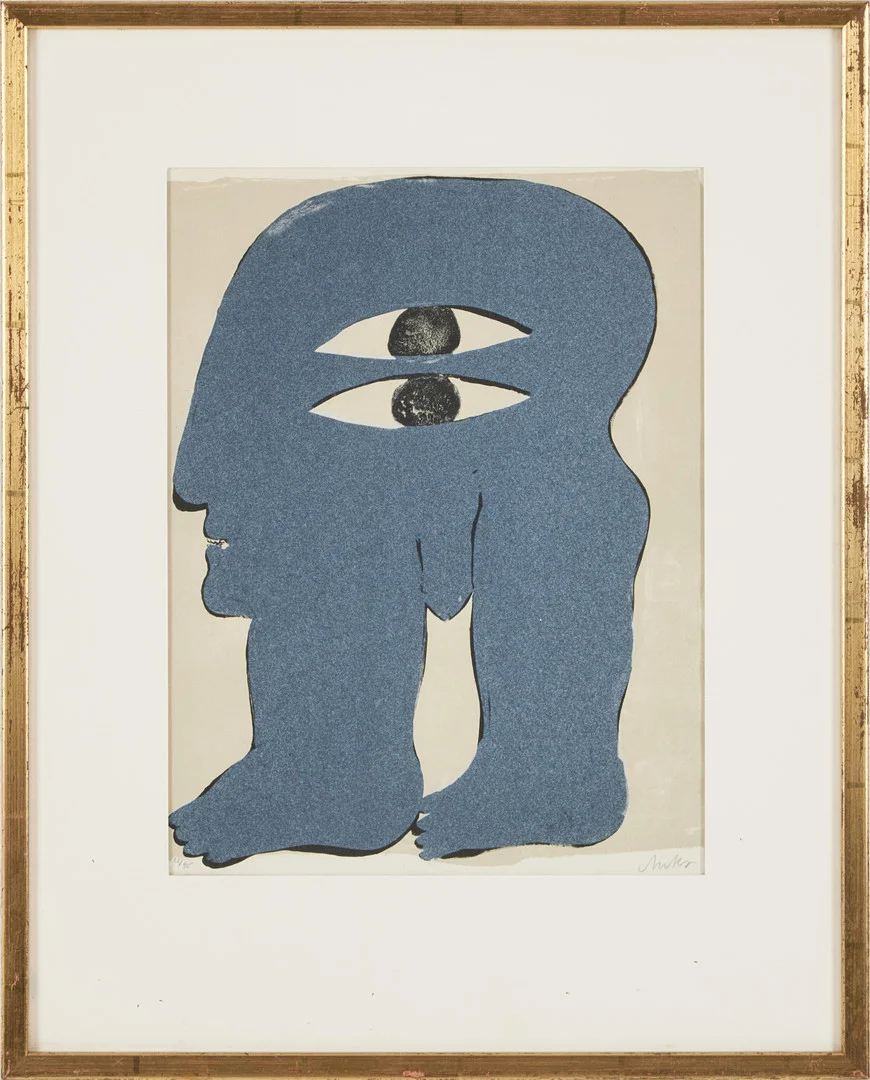 HORST ANTES. abstrakt figur, färglitografi, signerad och numrerad 82/90. — Engravings & Prints — Stockholms Auktionsverk Magasin 5