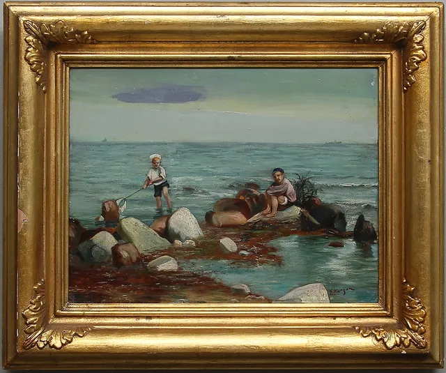 OIDENTIFIERAD KONSTNÄR. Olja på pannå, signerad E. Kargan.